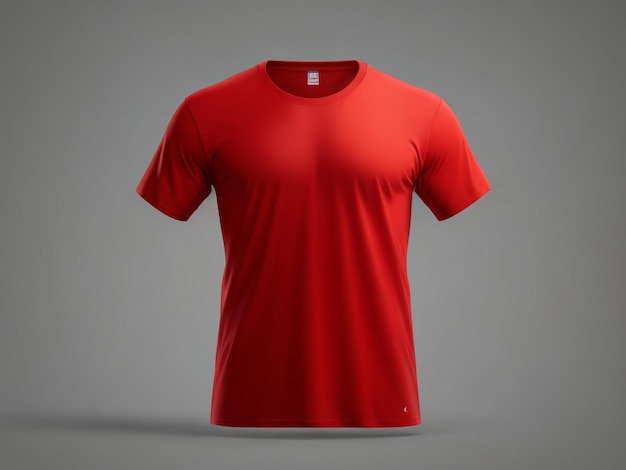 Renderização em 3D com maquete frontal de modelo de camiseta vermelha isolada em fundo branco Maquete de moda c