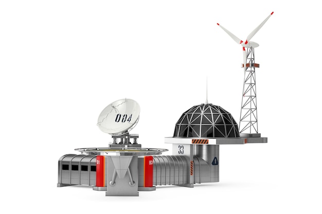 Renderização em 3d da estação polar de pesquisa remota da Antártida moderna