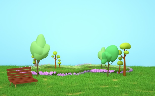 renderização em 3D da floresta dos desenhos animados