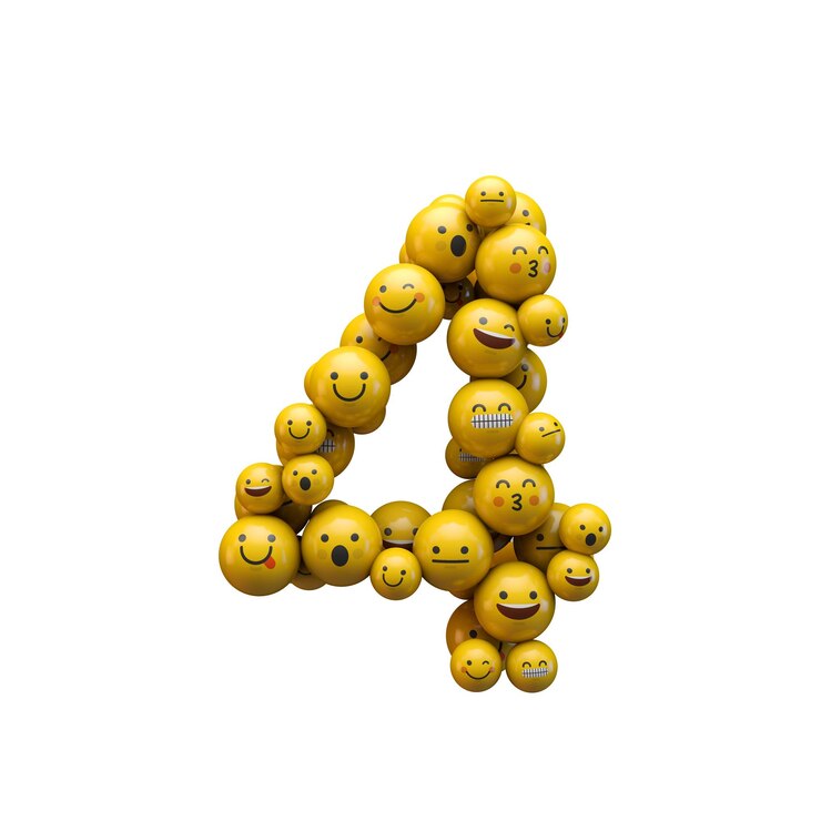 Foto renderização em 3d da fonte de caractere emoji número 4