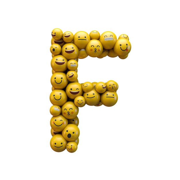 Foto renderização em 3d da fonte do caractere emoji da letra f