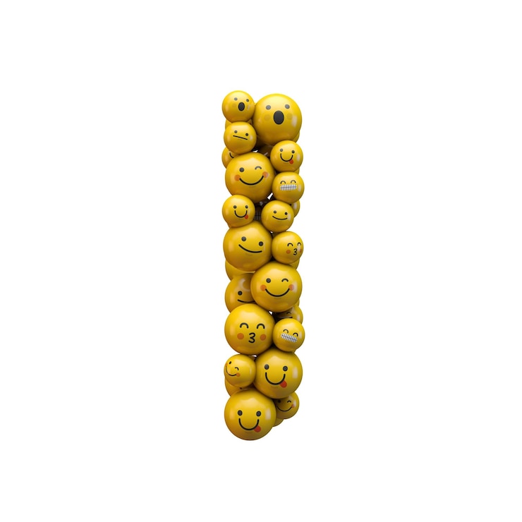 Foto renderização em 3d da fonte do caractere emoji da letra i