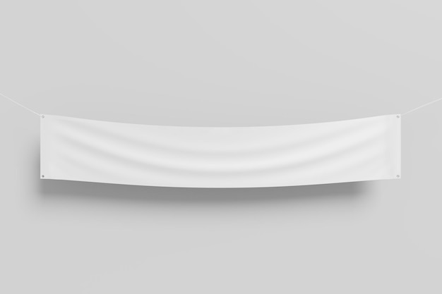 Renderização em 3d de bandeira branca em branco