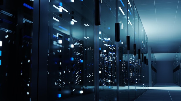 Renderização em 3d de data center em nuvem