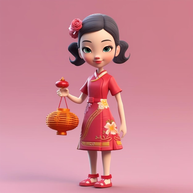 Foto renderização em 3d de figuras do ano novo chinês