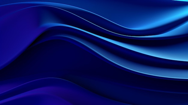 Renderização em 3d de fundo abstrato azul profundo cheio de curvas