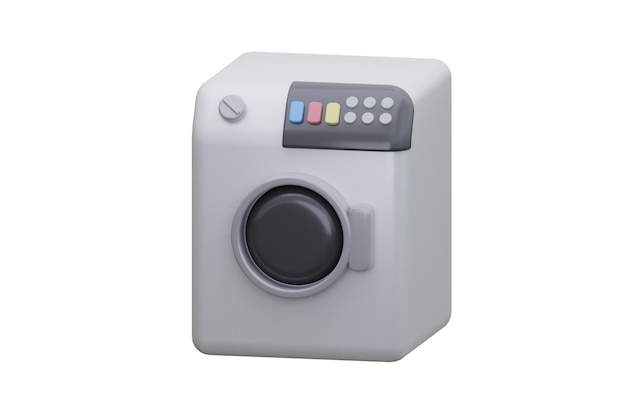 Renderização em 3d de fundo branco isolado de ícone de máquina de lavar