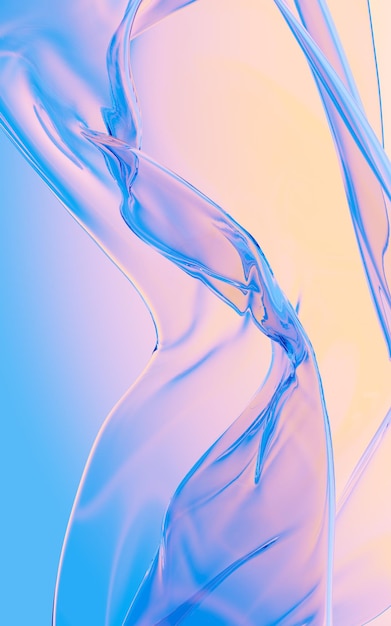 Renderização em 3d de fundo de vidro transparente fluindo abstrato