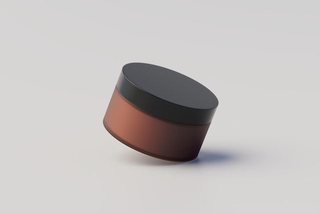 Renderização em 3D de maquete de pote de cosmético de vidro âmbar