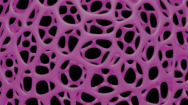 Renderização em 3D de rede de buracos em forma de Voronoi rosa