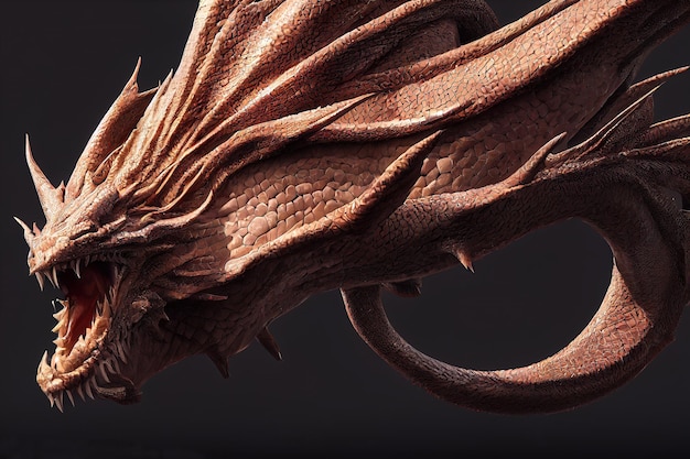 renderização em 3D de um dragão de fantasia