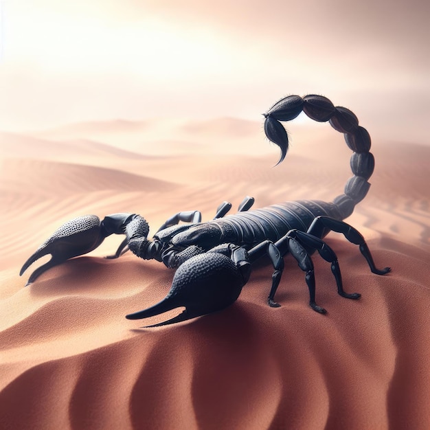 Foto renderização em 3d de um escorpião no deserto
