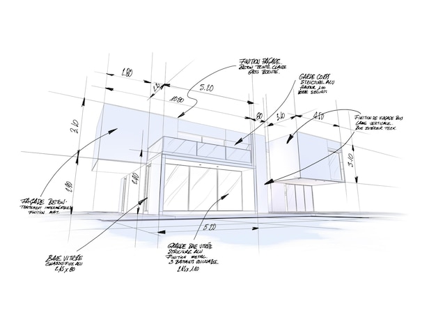 renderização em 3D de um projeto de arquitetura moderna de ponta