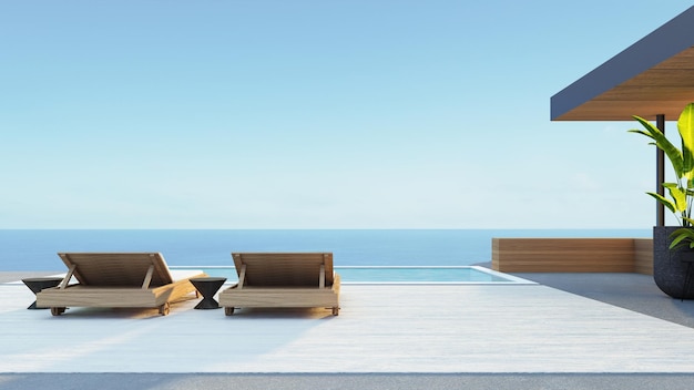 Renderização em 3D do Beach Luxury Villa Hotel Ocean Sky