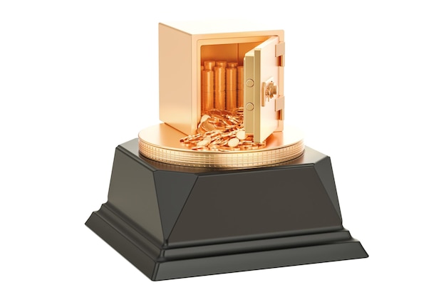 Renderização em 3D do conceito de prêmio de ouro do melhor banco