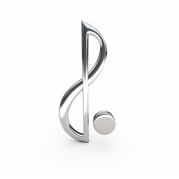 Renderização em 3d do ícone de nota musical em fundo branco isolado