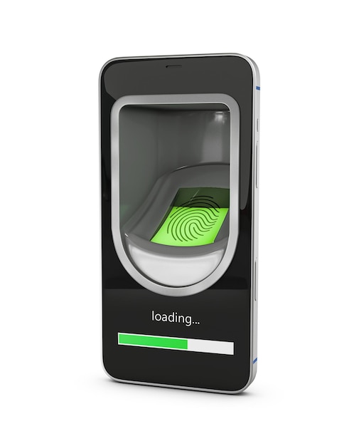 renderização em 3D do Smartphone com varredura do dedo Trajeto de recorte incluído