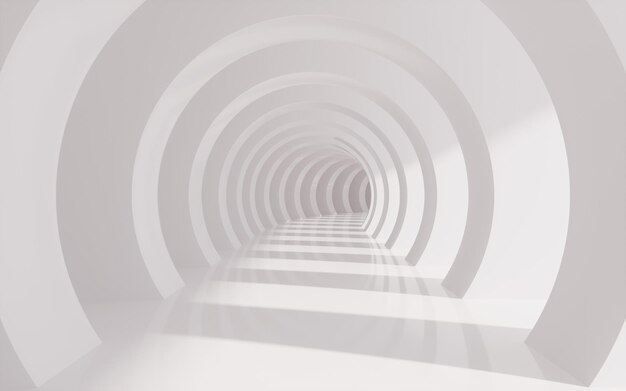 Renderização em 3d do túnel circular branco