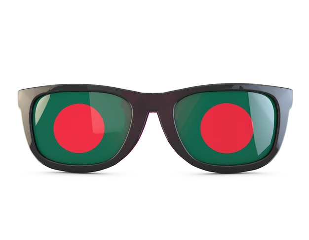 Renderização em 3d dos óculos de sol da bandeira de bangladesh