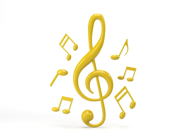 renderização em 3D ilustração 3D Ícone de nota de música de ouro isolado na melodia de música de fundo branco e conceito de símbolo de sintonia