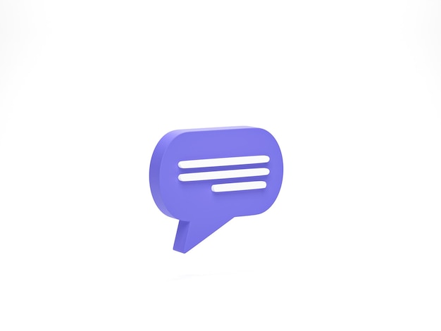 Renderização em 3d ilustração 3d ícones de bolha de bate-papo isolados no fundo branco ícone de balão de conversa símbolo de bolha de fala