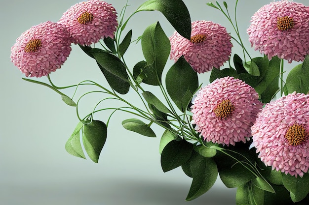 renderização em 3D lindo buquê de flores