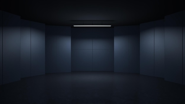 Renderização em 3D minimalista e moderno espaço de estúdio de design luz de fundo de baixa chave