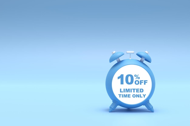 Foto renderização em 3d oferta de tempo limitado de 10% com espaço livre para mensagens de texto em fundo azul pastel oferta especial 10 tag de desconto super oferta de venda e best-seller
