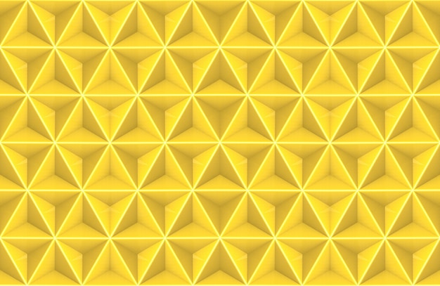 Renderização em 3d. polígono tri ouro amarelo sem emenda no fundo da arte da parede de forma hexágono.