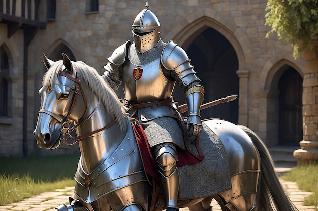 Renderização histórica medieval de cavaleiro