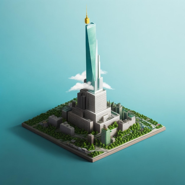 Renderização isométrica em 3D da Estátua da Liberdade em Nova York