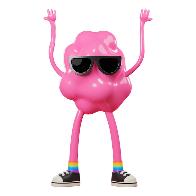 Renderização PNG 3D de caractere rosa elemento de colagem de adesivo em fundo transparente
