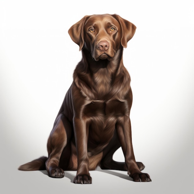 Foto renderização realista em 3d de um cão labrador de chocolate em preto e branco