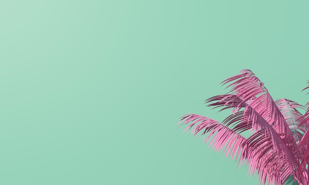 Renderização tropical de fundo tropical de palmeira colorida de verão brilhante