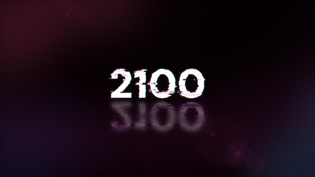Renderización 3D 2100 de texto con efectos de pantalla de fallas tecnológicas
