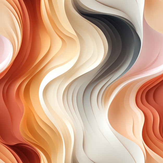 Renderización 3D abstracta de un patrón ondulado de ai generativo naranja