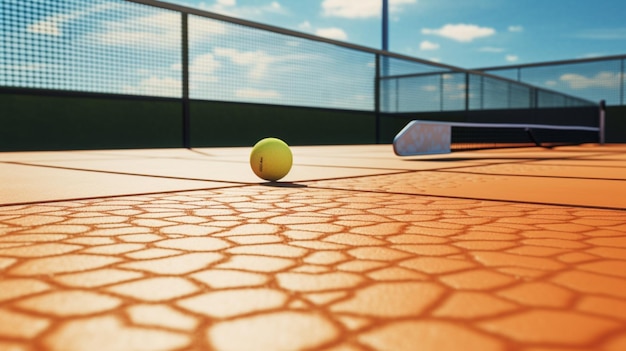 Foto renderización 3d de la acción de la cancha de pickleball en la ia generativa de la red