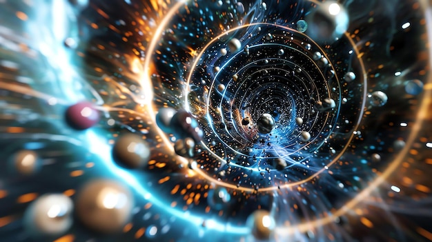 Foto renderización 3d de un agujero de gusano un agujeros de gusano es un hipotético atajo o túnel a través del espacio-tiempo que conecta dos puntos distantes