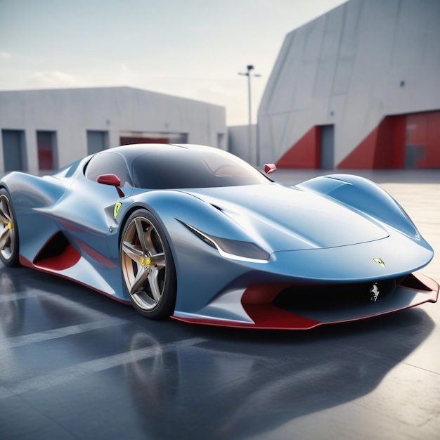 Foto renderización 3d de un automóvil deportivo ferrari moderno azul genérico sin marca