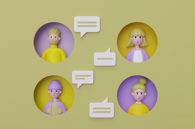 Renderización 3D de avatares de personas en una llamada de zoom