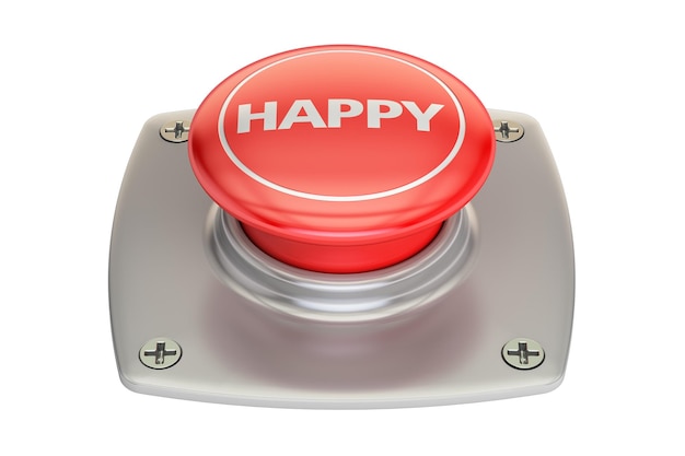 Renderización 3D del botón rojo feliz