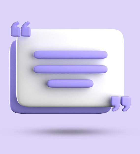 Renderización 3D de la burbuja de habla en blanco para el conjunto de iconos pastel 3D de testimonio