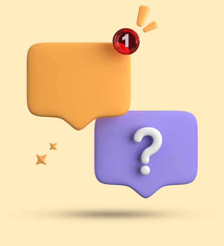 Foto renderización 3d de la burbuja de habla chat pastel 3d con conjunto de iconos de signos de interrogación
