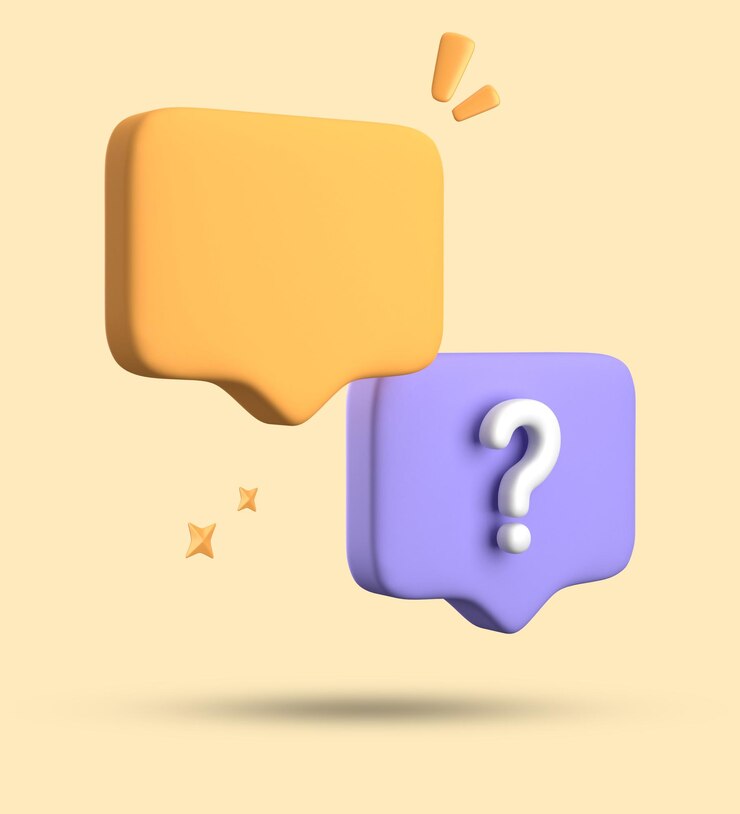 Foto renderización 3d de la burbuja de habla chat pastel 3d con conjunto de iconos de signos de interrogación