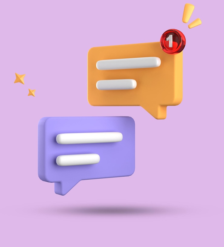 Foto renderización en 3d de la burbuja de habla conjunto de iconos de chat en pastel en 3d conjunto de burbujas de habla en 3d