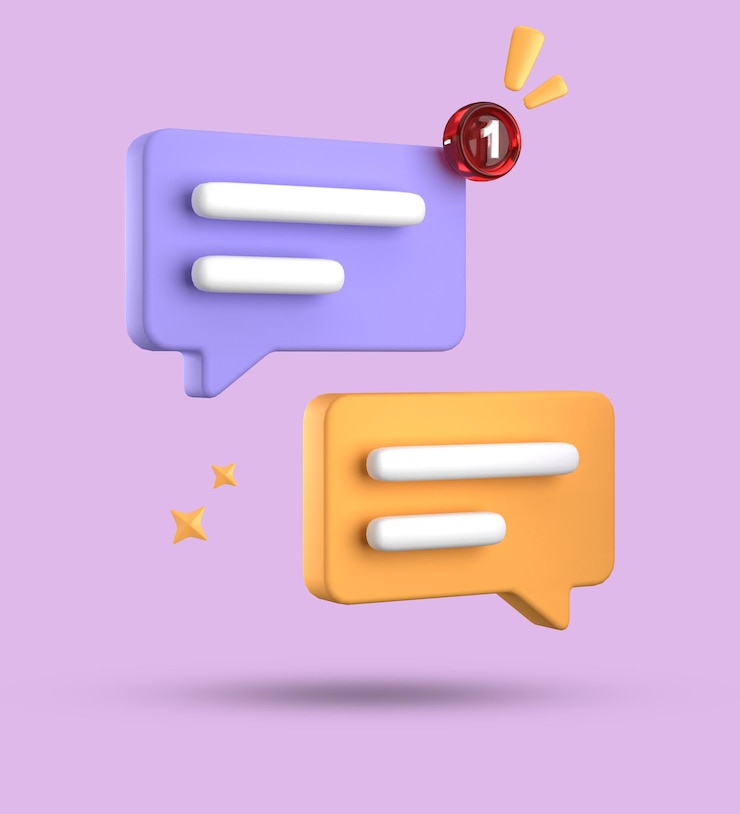 Foto renderización en 3d de la burbuja de habla conjunto de iconos de chat en pastel en 3d conjunto de burbujas de habla en 3d