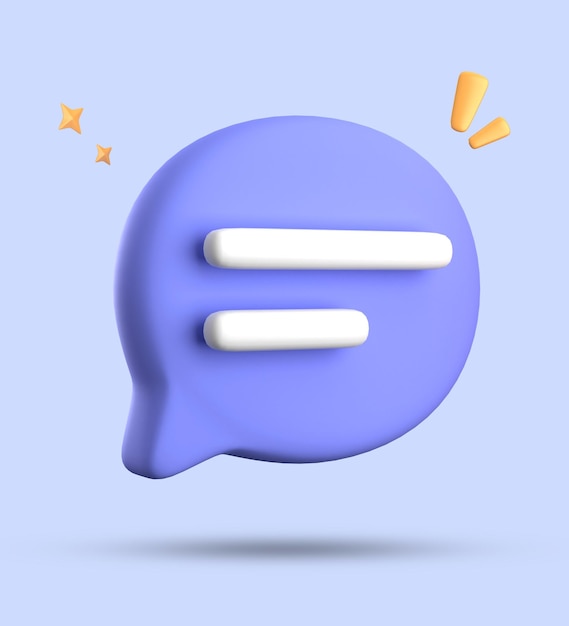 Renderización 3D de la burbuja de voz con iconos de notificación Conjunto de iconos de chat en pastel 3D