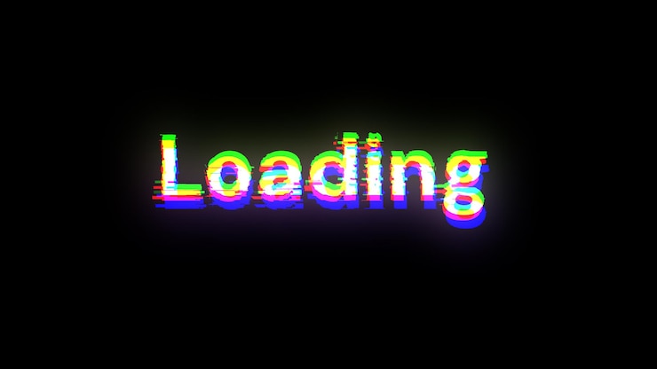 Foto renderización 3d de carga de texto con efectos de pantalla de fallas tecnológicas