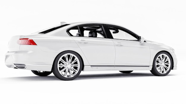 Renderización 3D de un coche genérico sin marca en un entorno de estudio blanco