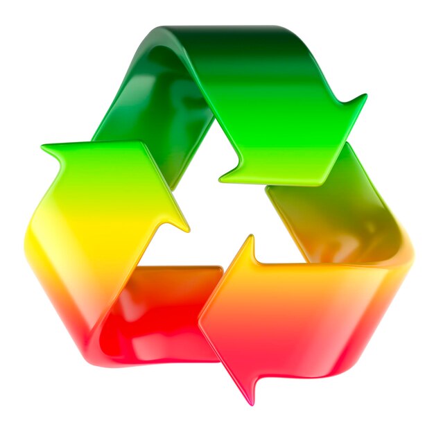 Renderización 3D en color del símbolo de reciclaje